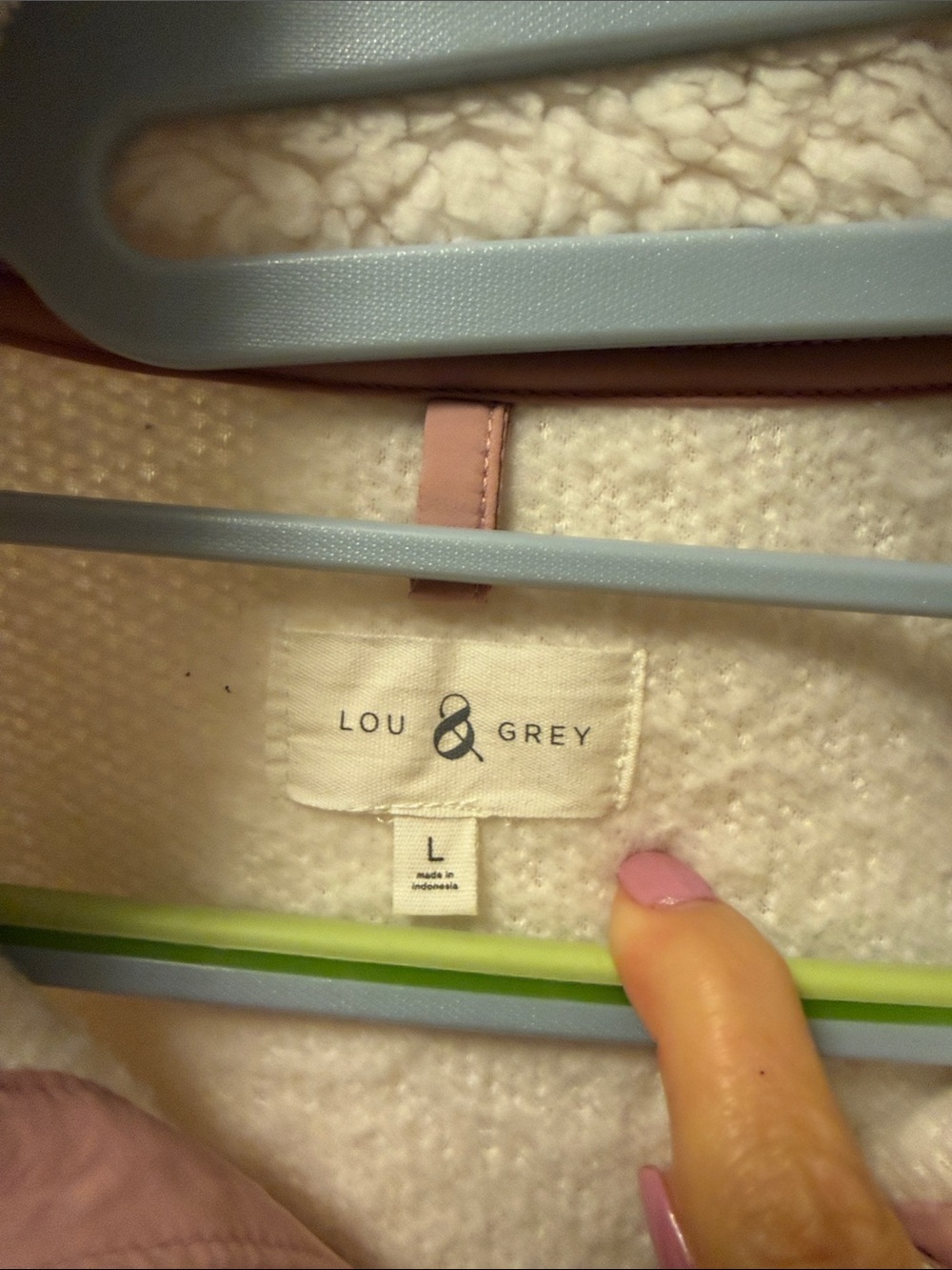 Lou & Grey Cream Sherpa Jacket with Pink Trim - Picture 3 of 5